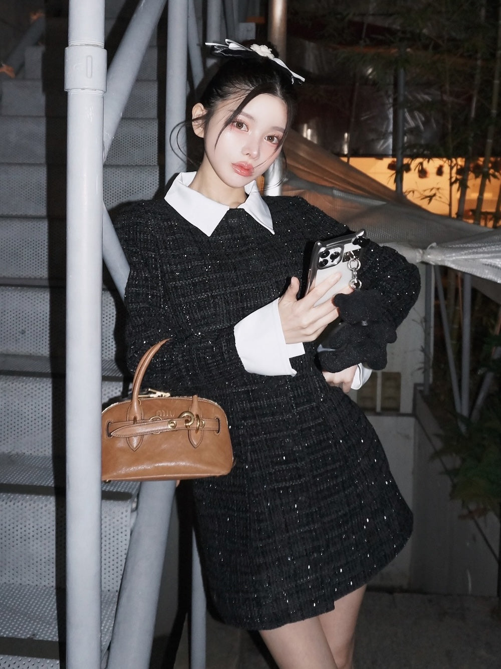 モデル：160cm（着用サイズ：FREE　着用カラー：BLK）