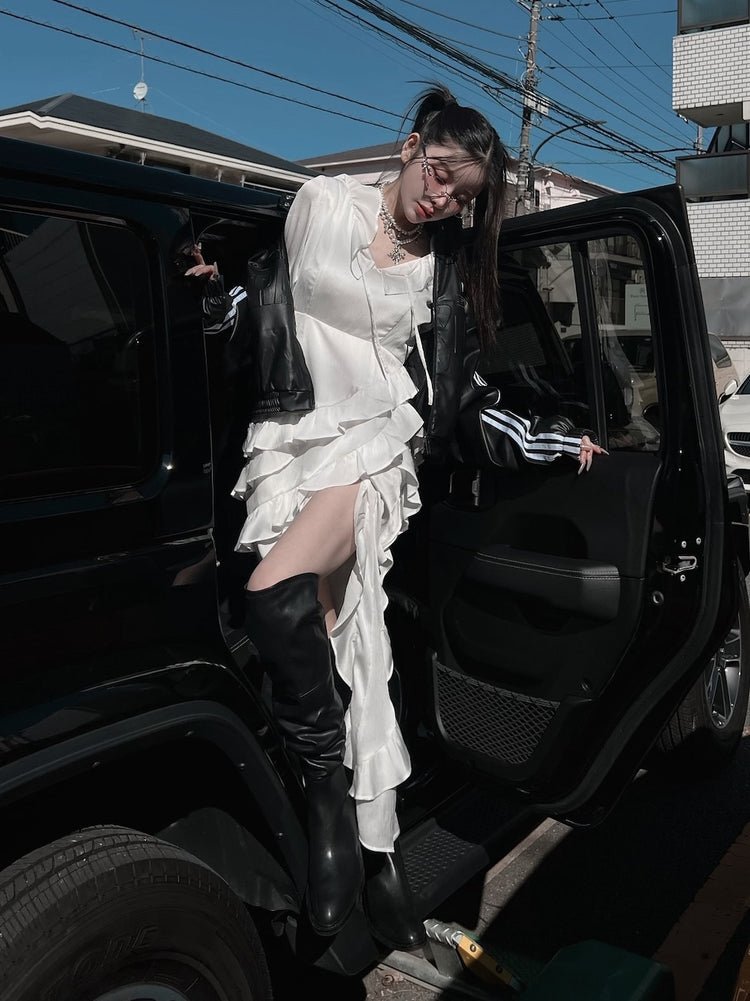 ダーリッチ darich ベビーフリルロングワンピース BLK FREE