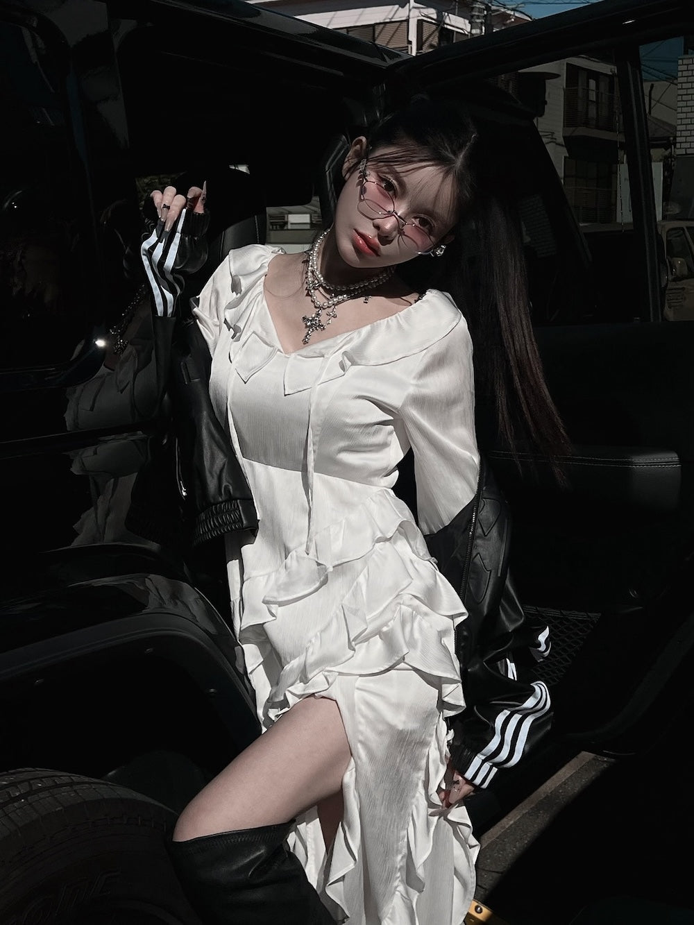 モデル：160cm（着用サイズ：FREE　着用カラー：WHT）