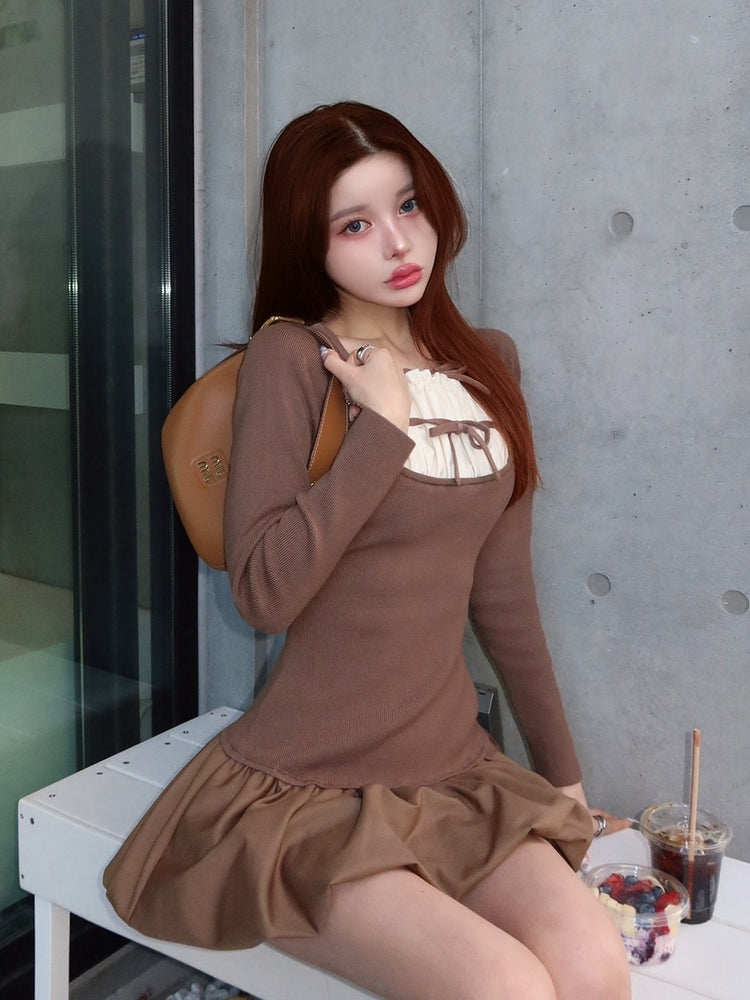 ダブルリボンドッキングバルーンミニワンピース – Darich