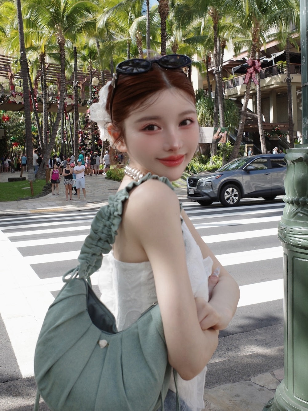 フラワーハンドルミニバッグ