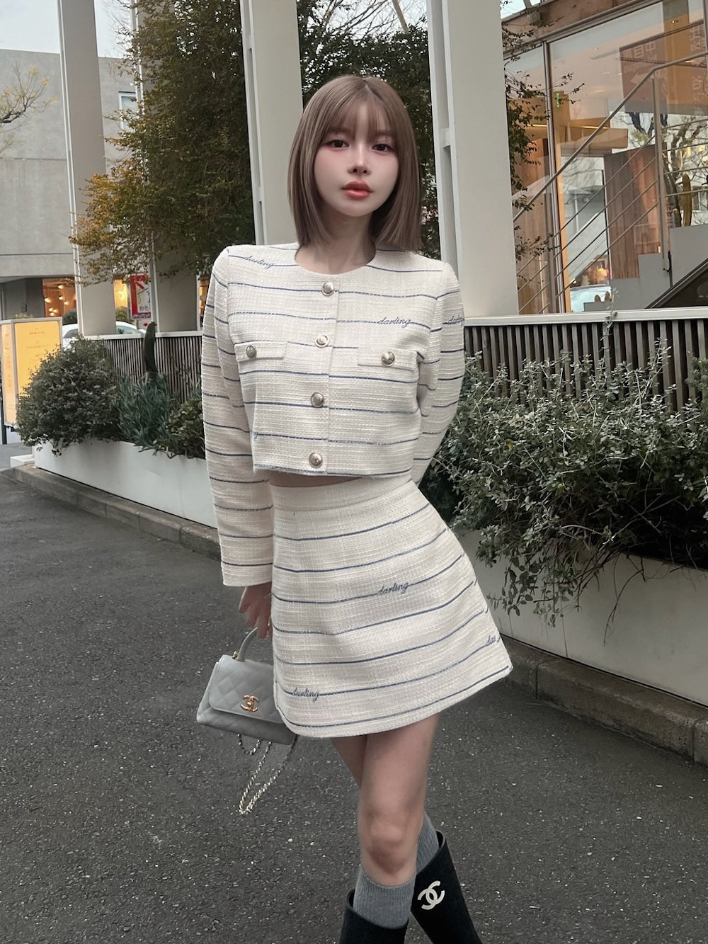 モデル：160cm（着用サイズ：S　着用カラー：IVO）