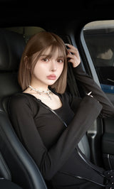 モデル：160cm（着用サイズ：FREE　着用カラー：BLK）