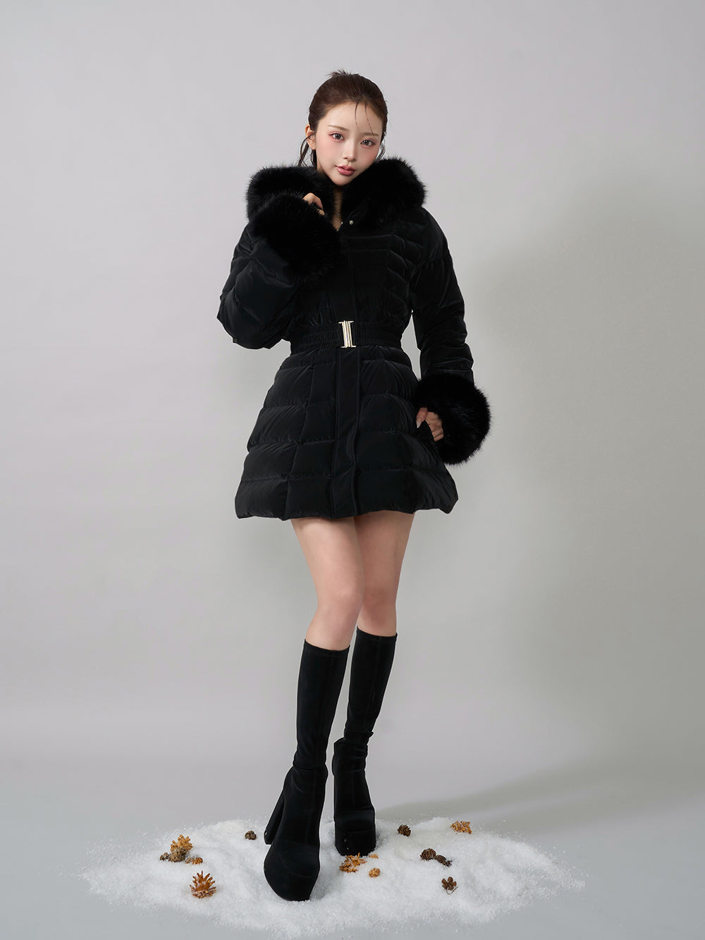 モデル：158cm（着用サイズ：S　着用カラー：BLK）