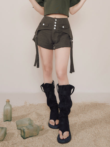 Layered Twill Shorts
