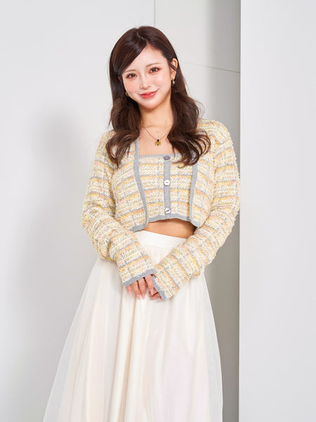 Mixed Tweed Knit Top