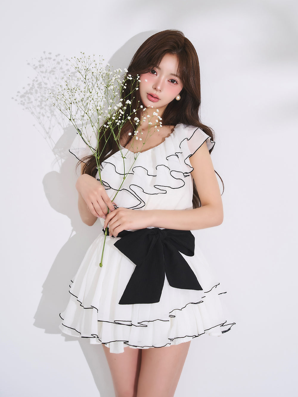 エアリーフリルメローミニワンピース - wht