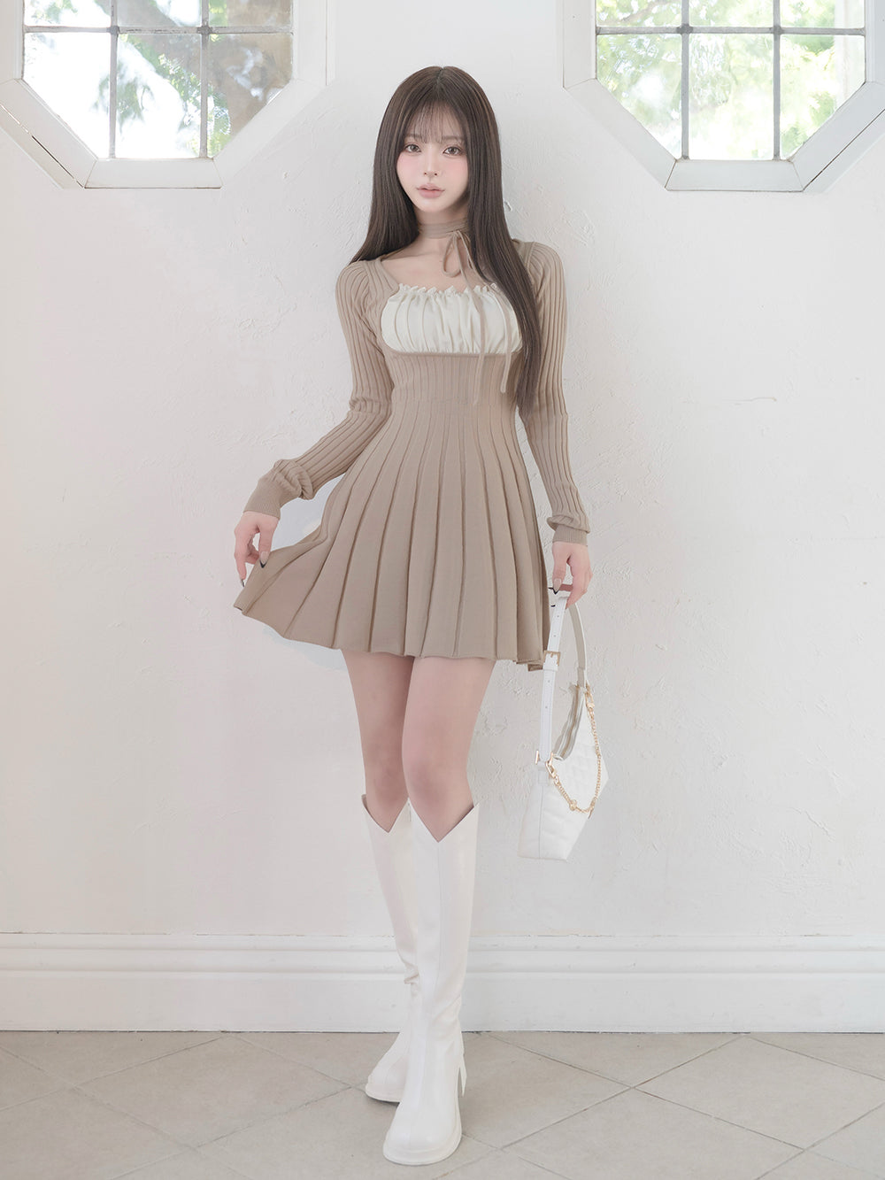 モデル：158cm（着用サイズ：FREE　着用カラー：BEG）