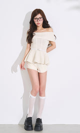 オフショルぺプラムニットトップス – Darich