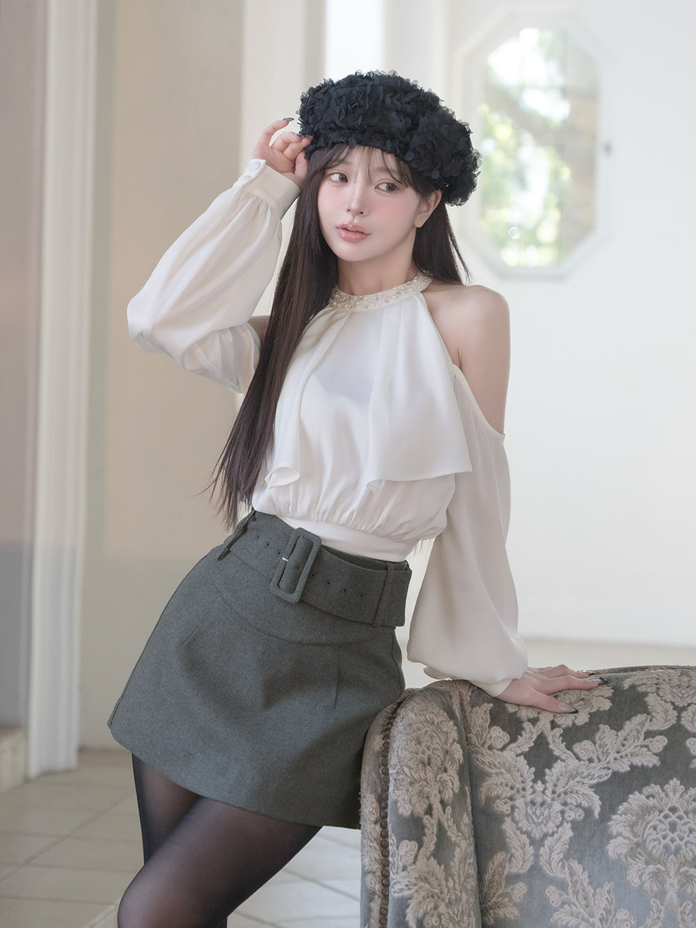 モデル：158cm（着用サイズ：FREE　着用カラー：WHT）