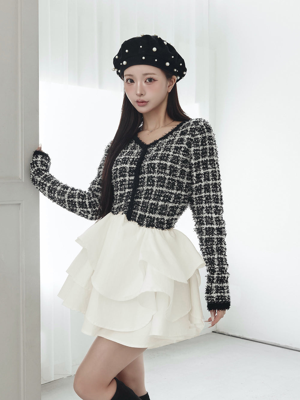 モデル：158cm（着用サイズ：FREE　着用カラー：BLK）