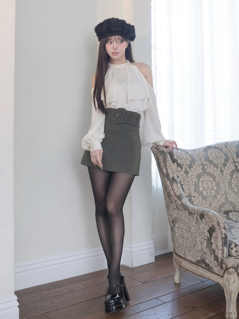 モデル：158cm（着用サイズ：FREE　着用カラー：WHT）