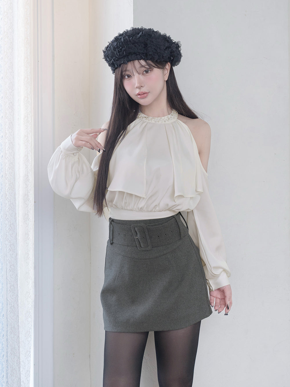 モデル：158cm（着用サイズ：FREE　着用カラー：GRY）