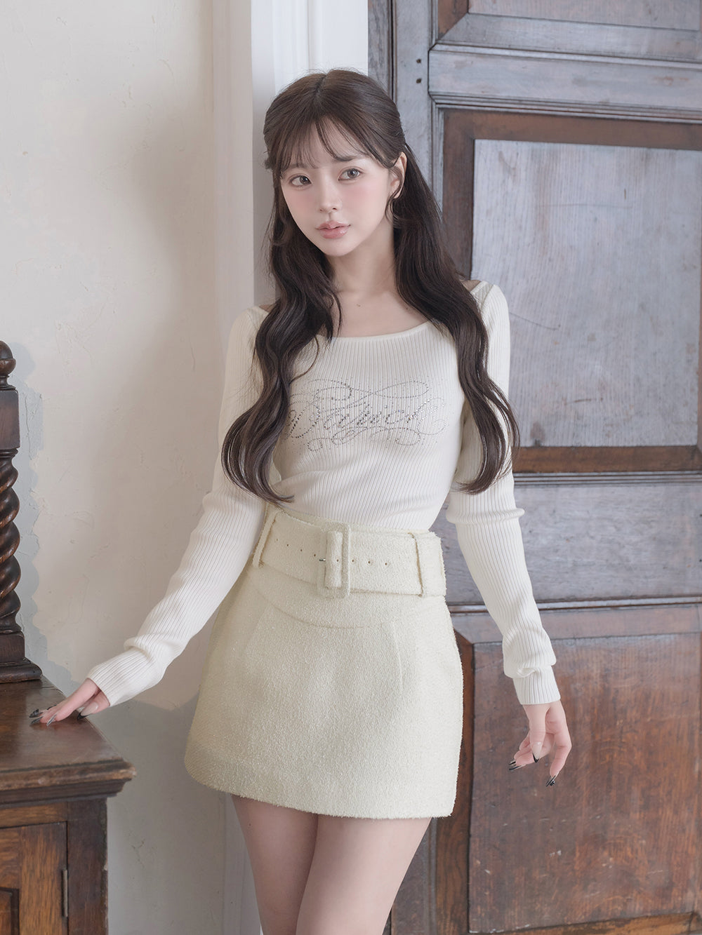 モデル：158cm（着用サイズ：FREE　着用カラー：IVO）