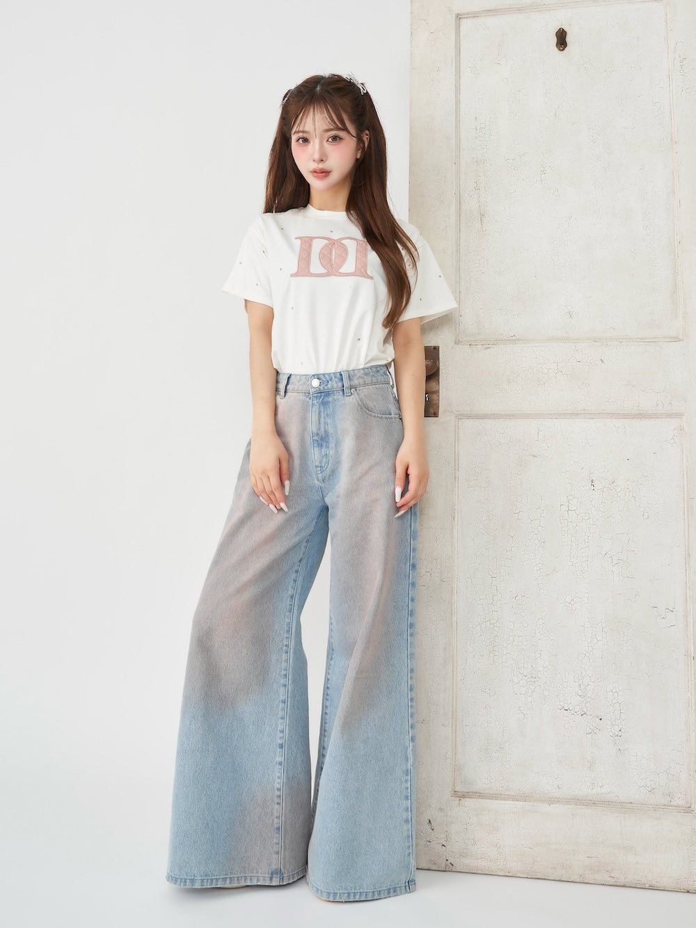 キルティングアップリケビジューTシャツ