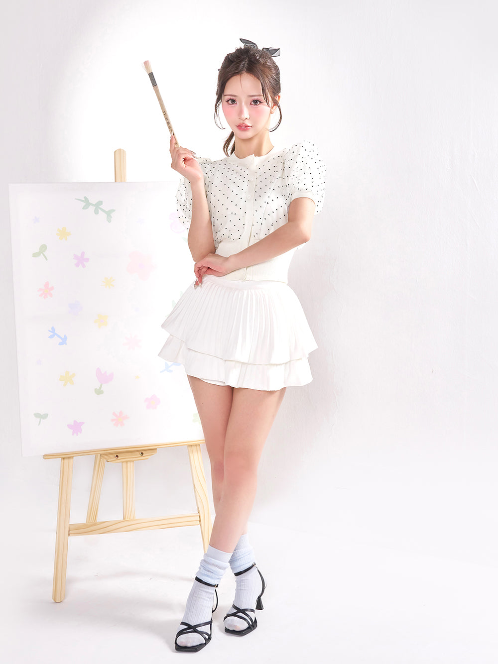 ナロープリーツティアードミニスカート