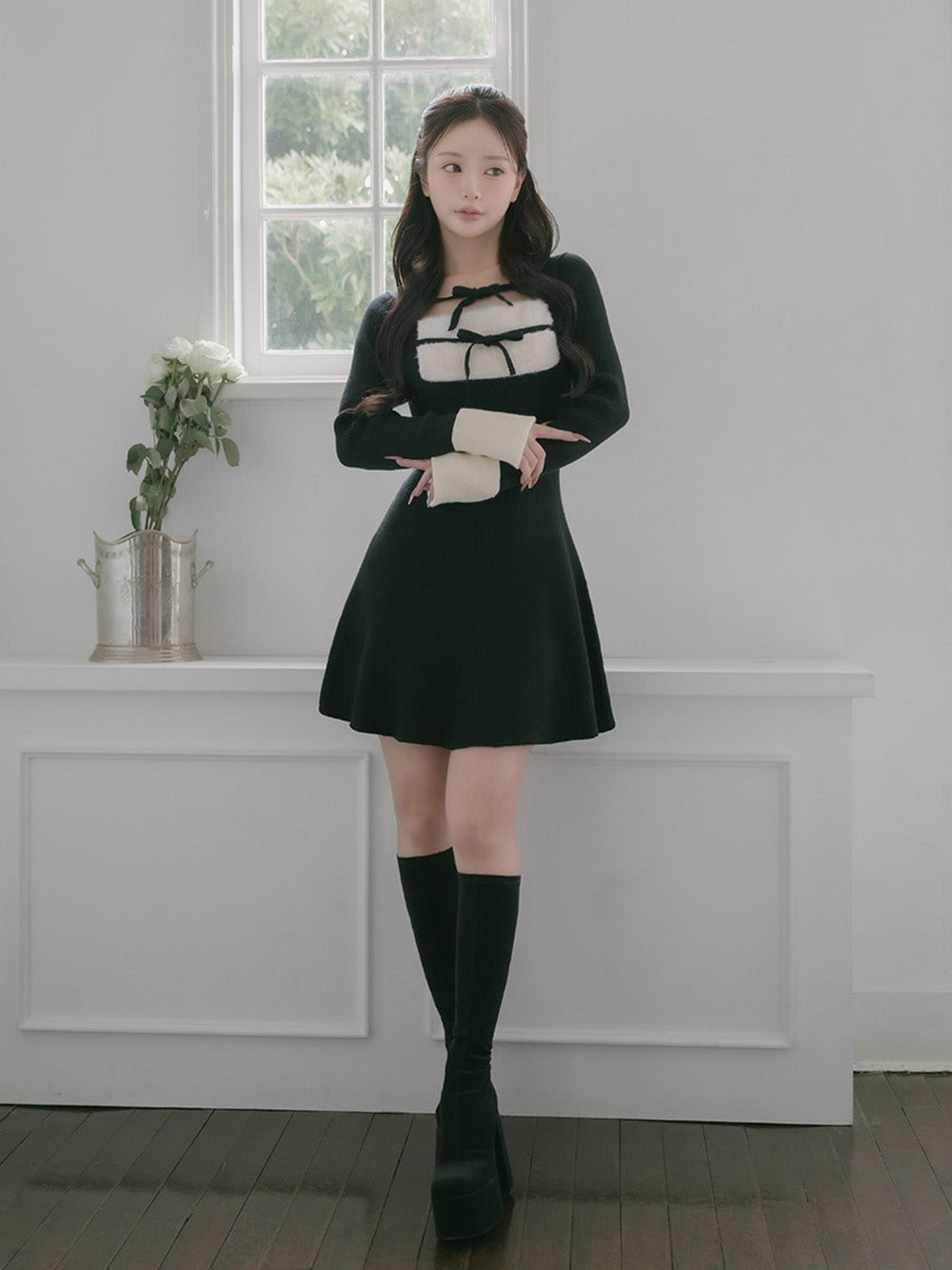 モデル：158cm（着用サイズ：FREE　着用カラー：BLK）