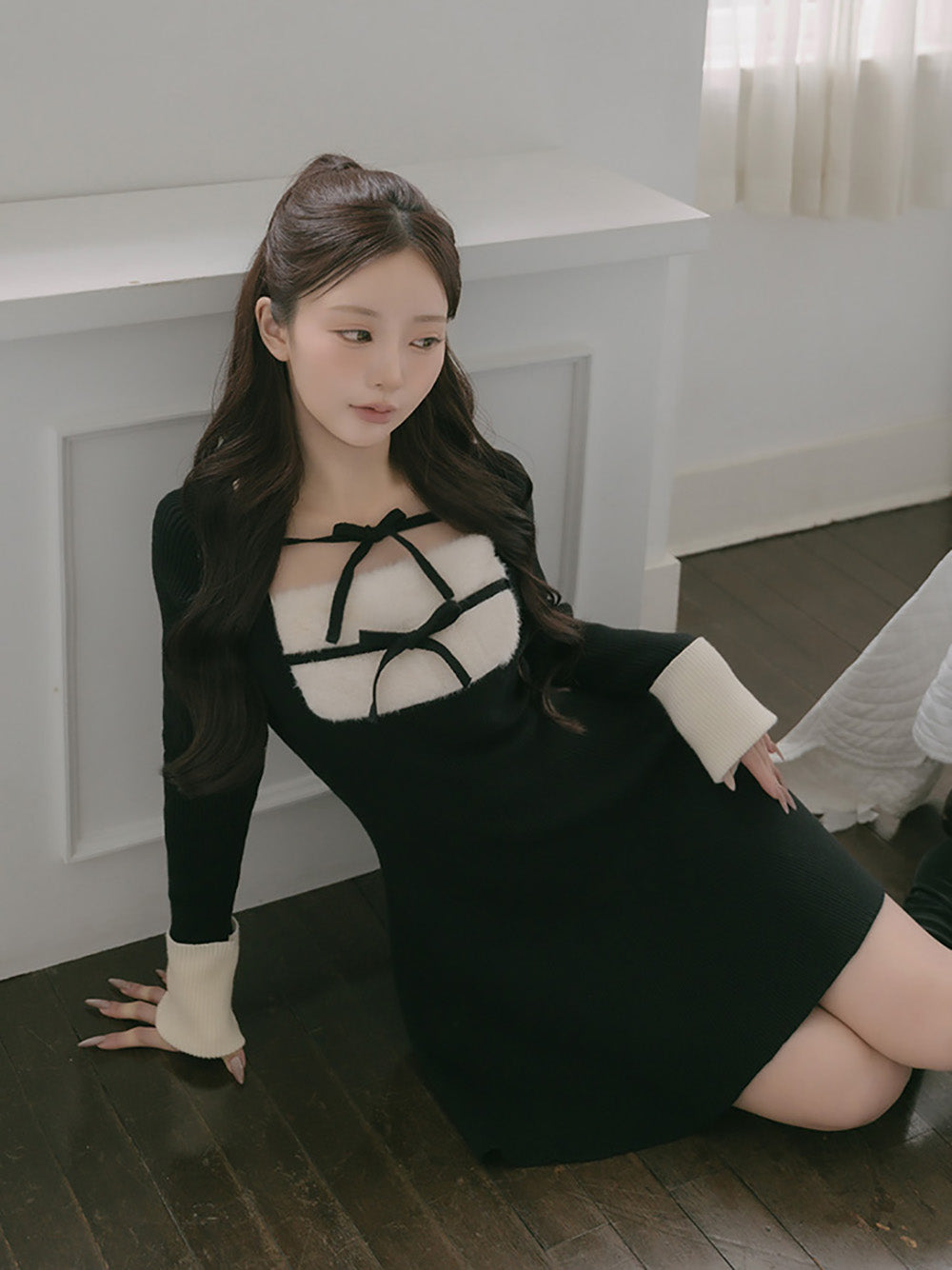 モデル：158cm（着用サイズ：FREE　着用カラー：BLK）