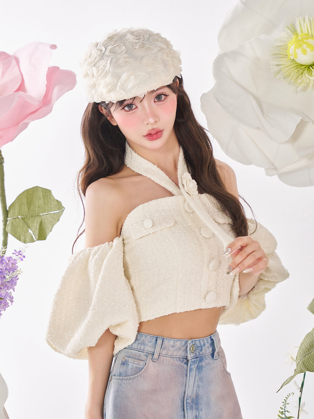 モデル：158cm（着用サイズ：FREE　着用カラー：WHT）