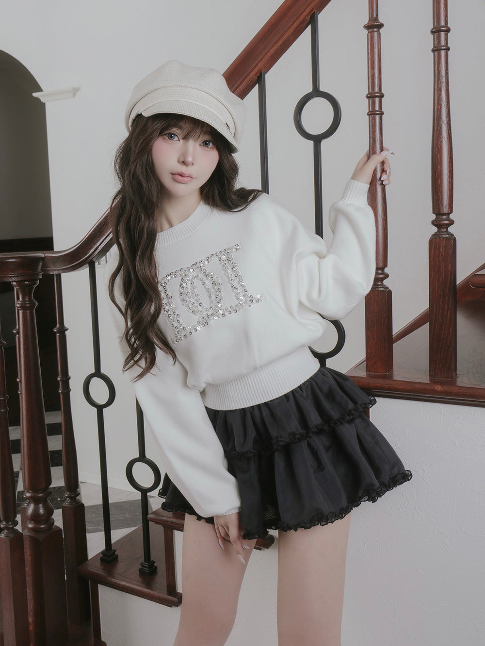 モデル：158cm（着用サイズ：FREE　着用カラー：WHT）