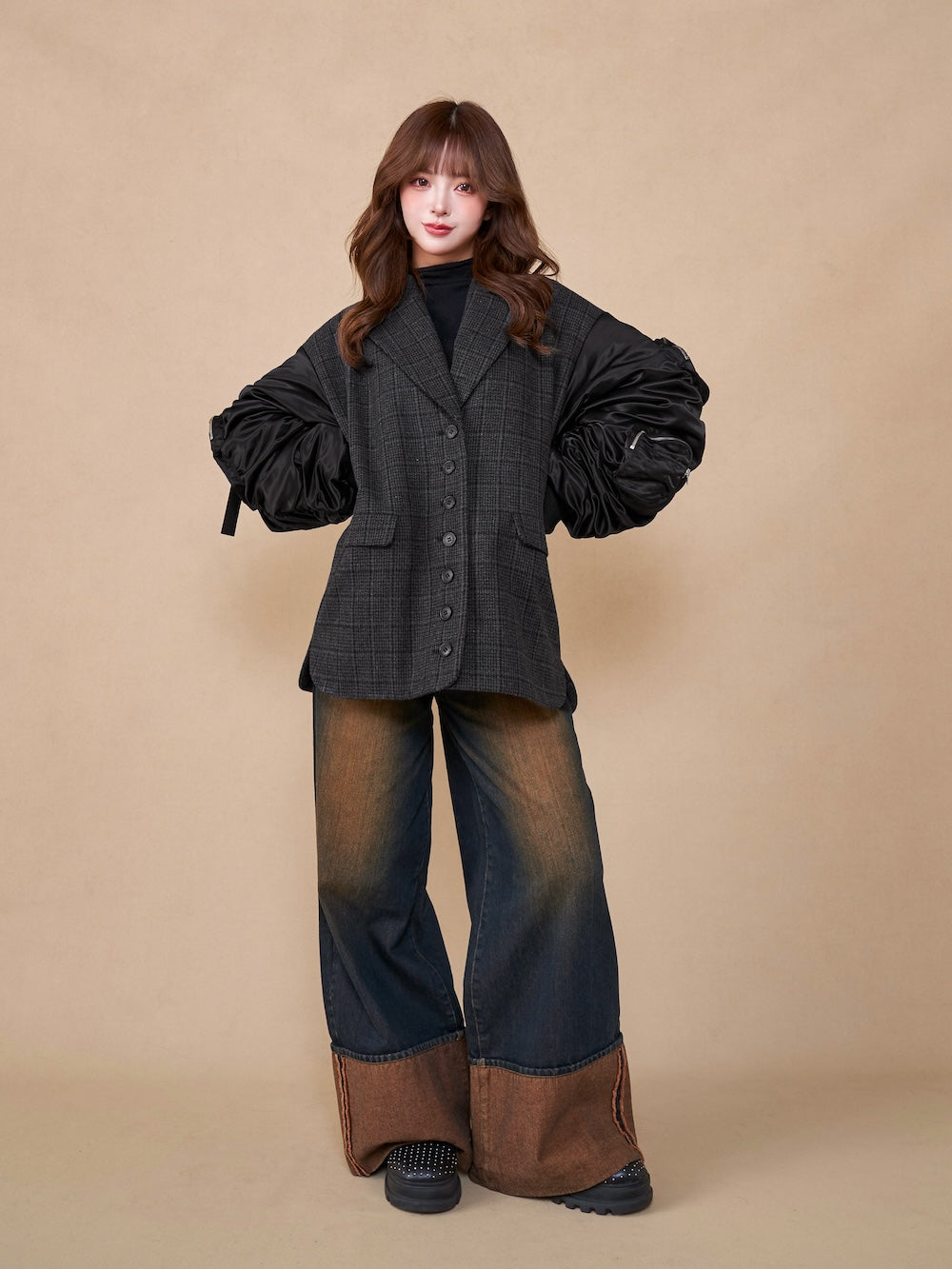 チェックドッキングブルゾン