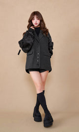 モデル：158cm（着用サイズ：FREE　着用カラー：BLK）