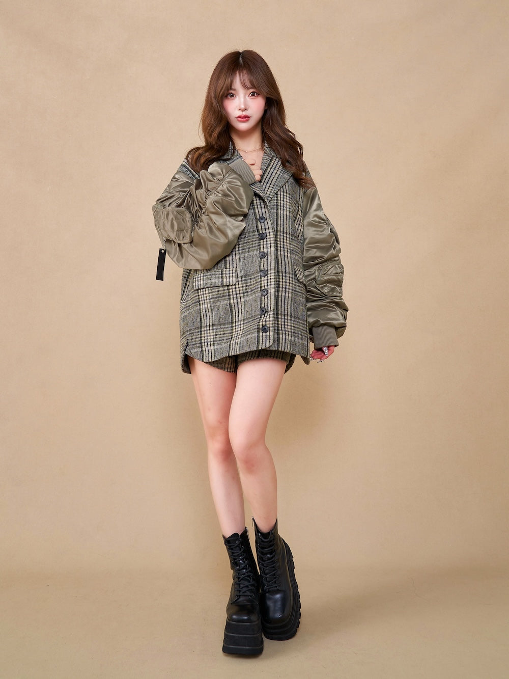 チェックドッキングブルゾン