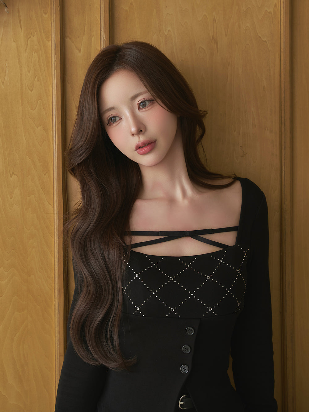 モデル：158cm（着用サイズ：FREE　着用カラー：BLK）
