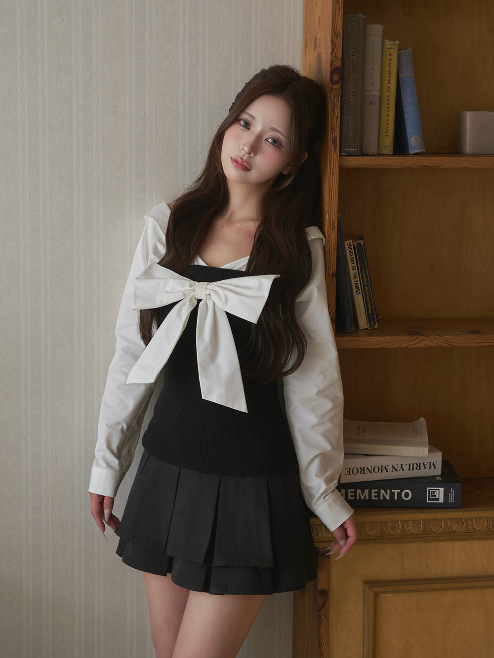 モデル：158cm（着用サイズ：FREE　着用カラー：BLK）