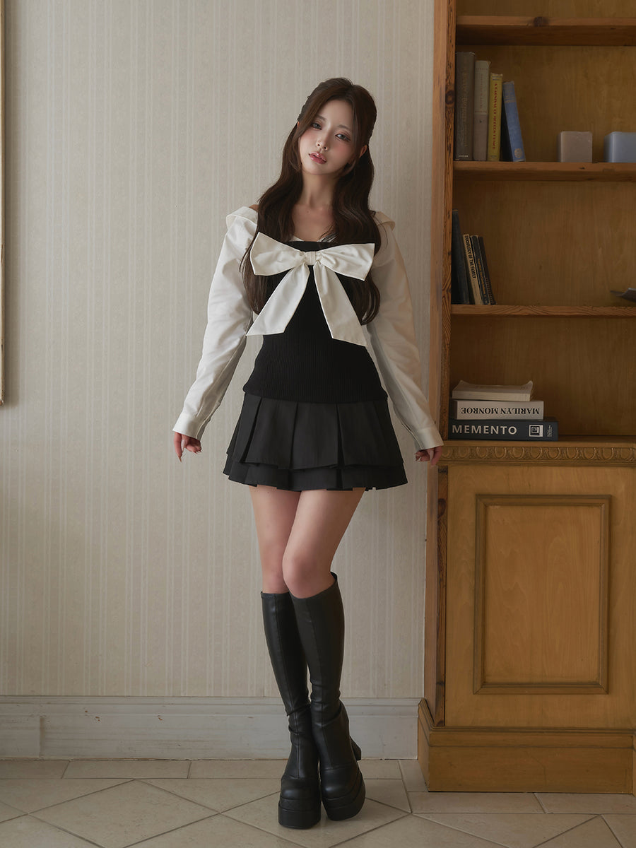 モデル：158cm（着用サイズ：FREE　着用カラー：BLK）