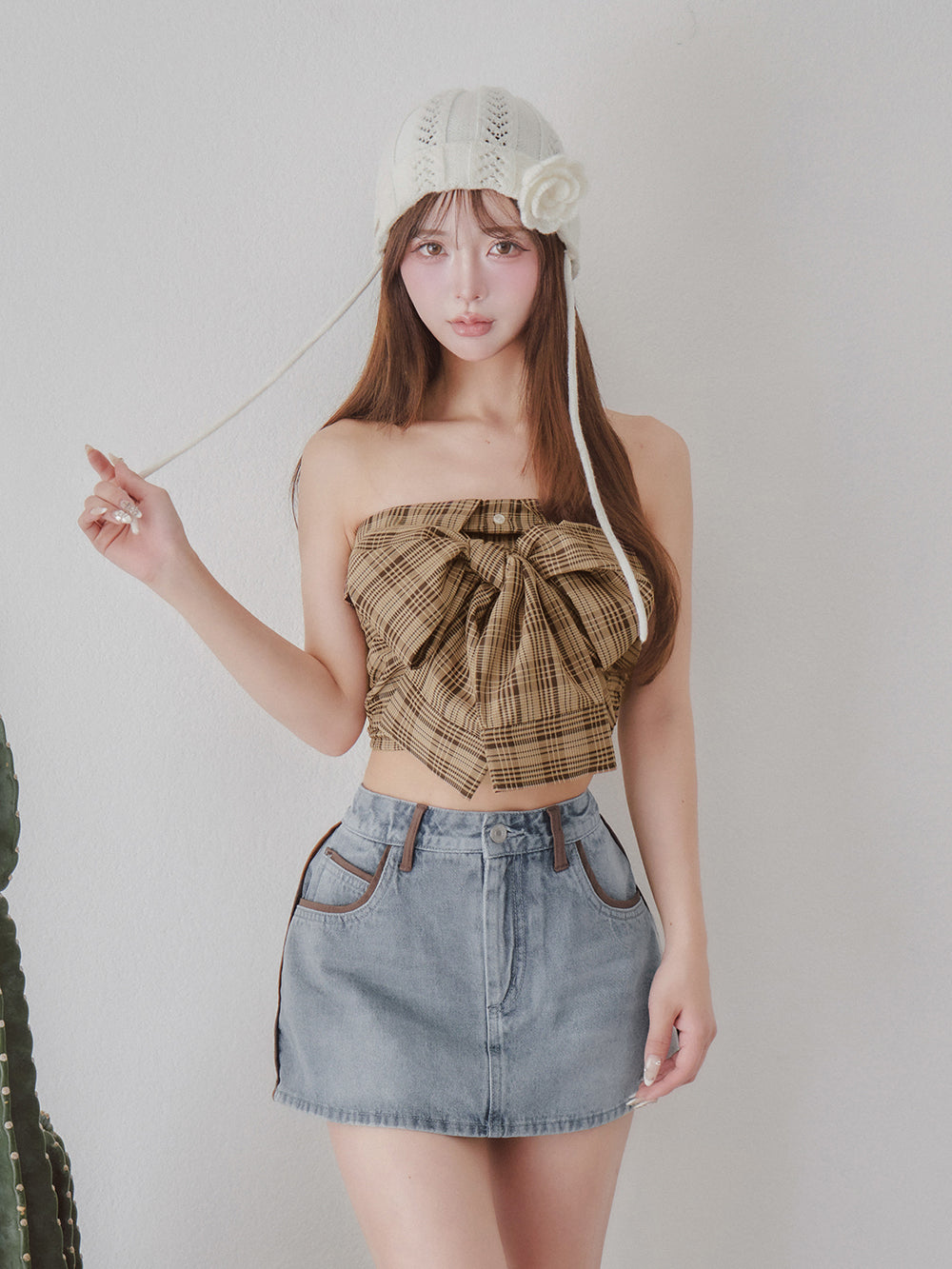 モデル：158cm（着用サイズ：S　着用カラー：BLU）

