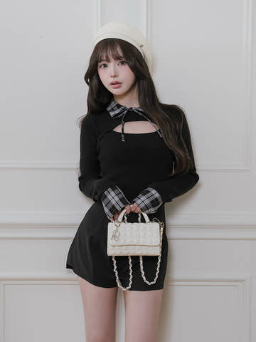 モデル：158cm（着用サイズ：FREE　着用カラー：BLK）