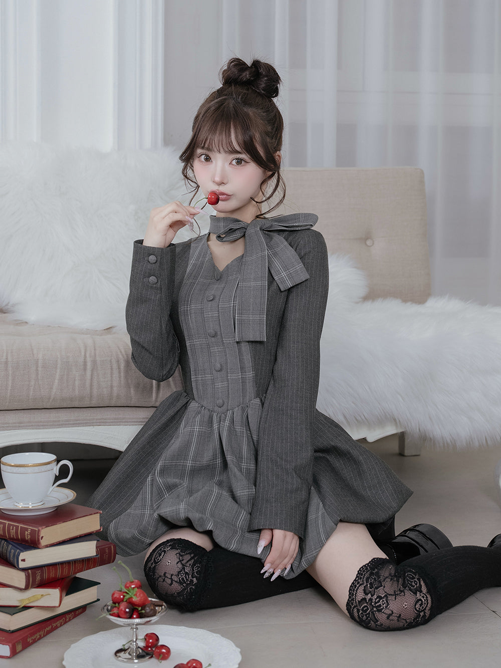 モデル：158cm（着用サイズ：FREE　着用カラー：GRY）