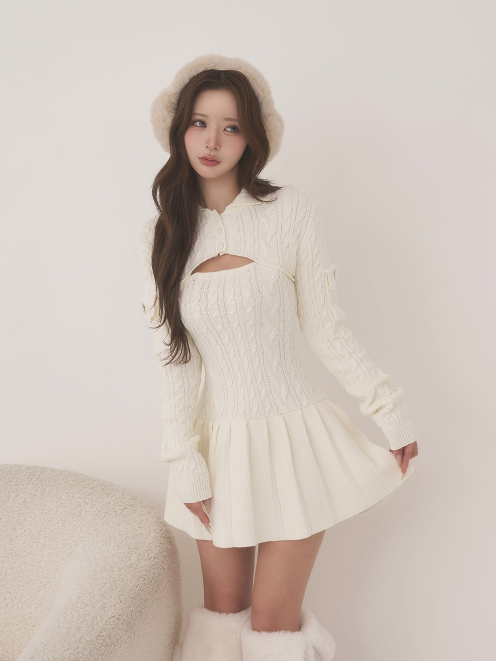 モデル：158cm（着用サイズ：FREE　着用カラー：WHT）