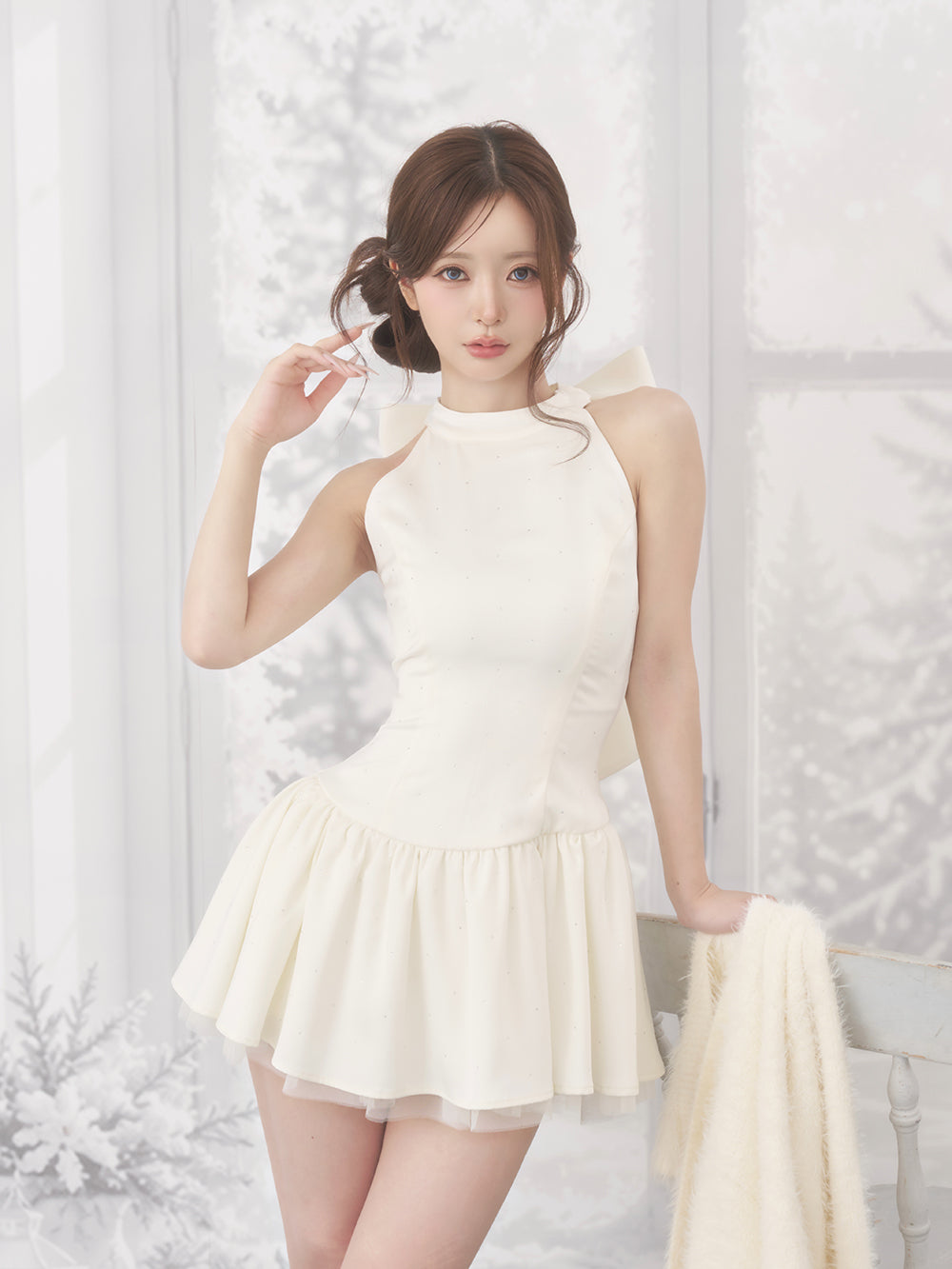 モデル：158cm（着用サイズ：FREE　着用カラー：IVO）
