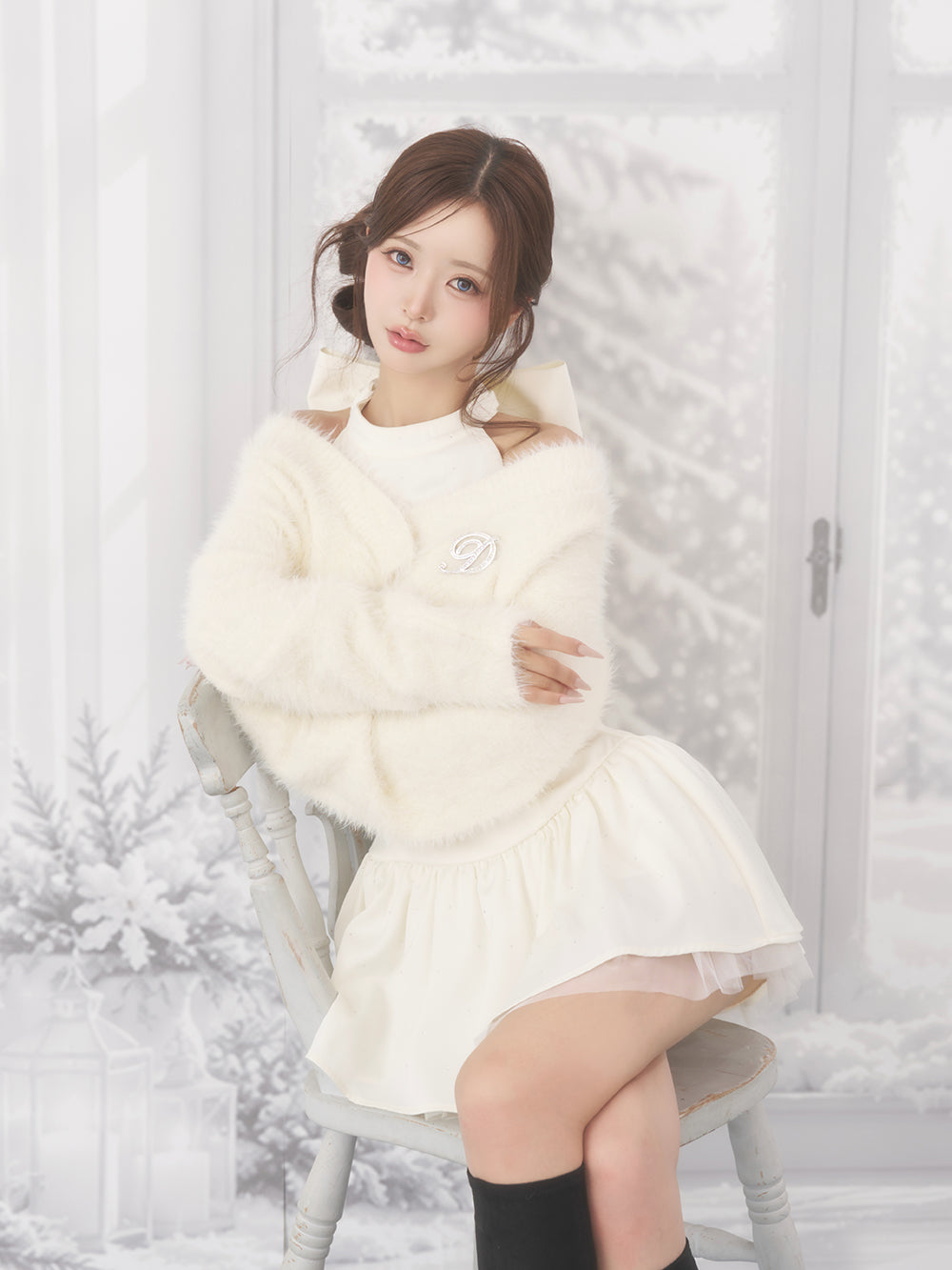 モデル：158cm（着用サイズ：FREE　着用カラー：IVO）