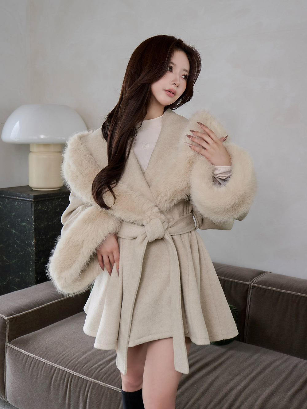 ダーリッチ darich ウエストベルトプリンセスラインコート FL ピンク ダーリッチ darich ウエストベルトプリンセスラインコート FL