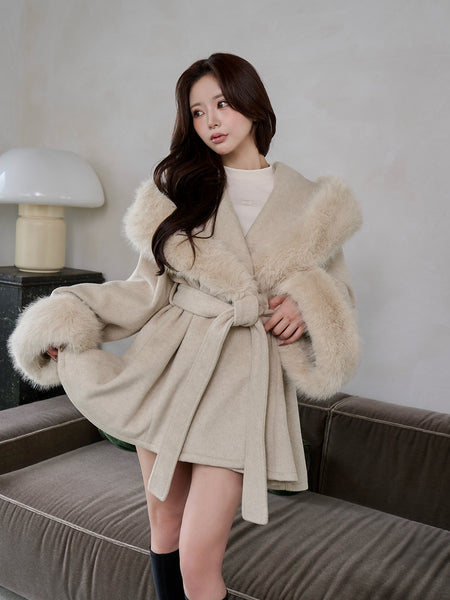 [Comes with Darich logo garment and DD logo velour hanger] Waist Belt Princess Line Coat