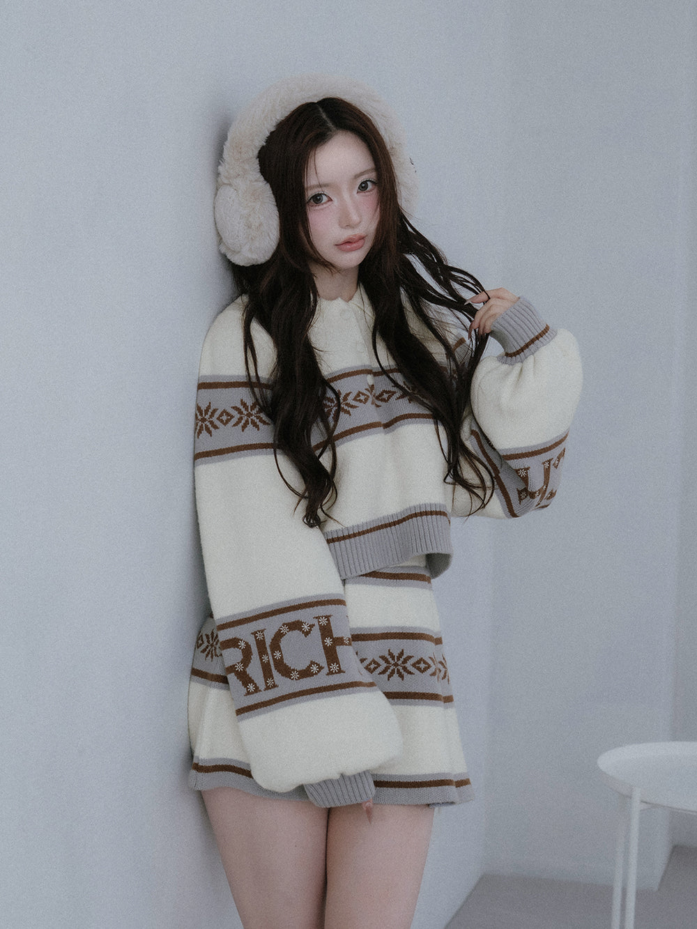 スノーパターンラメニットセットアップ - ivo