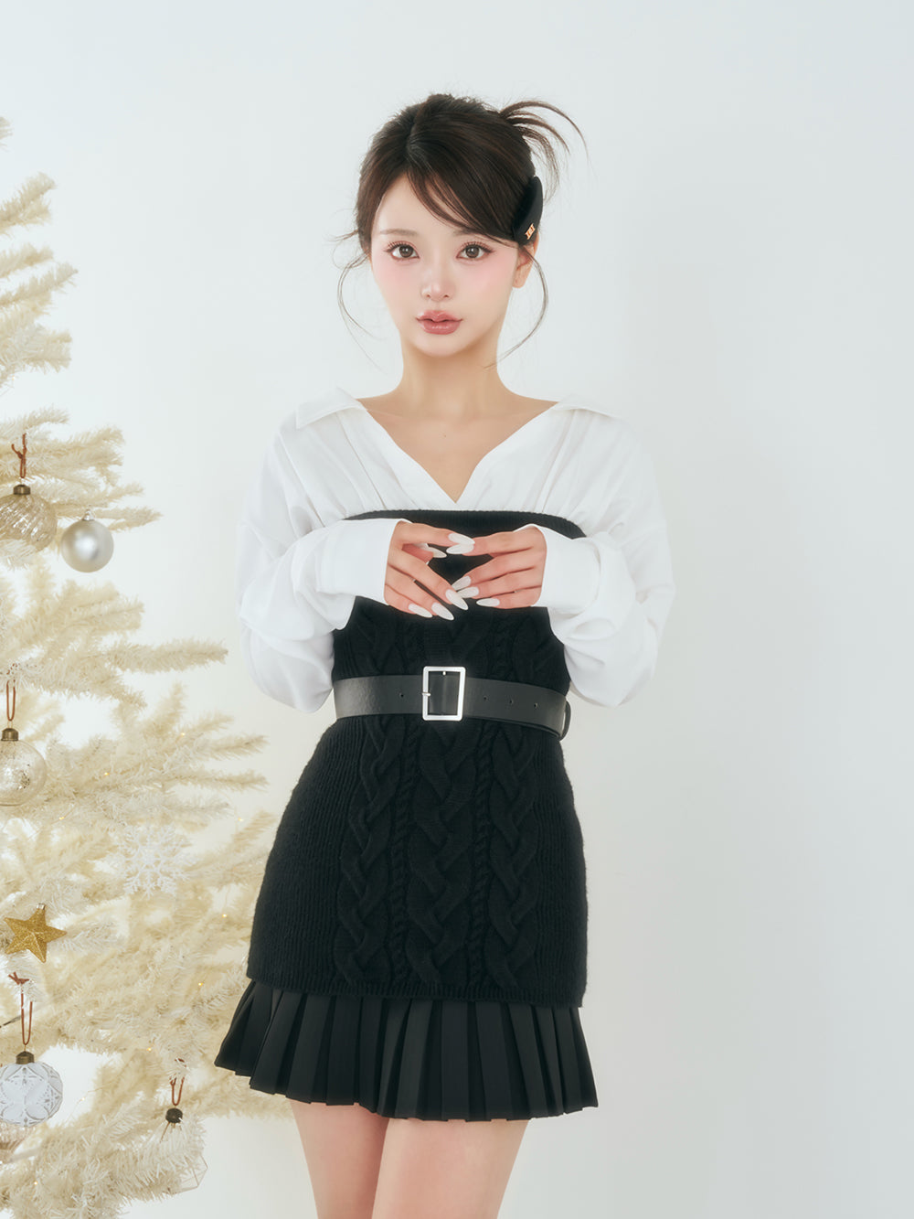 モデル：158cm（着用サイズ：FREE　着用カラー：BLK）