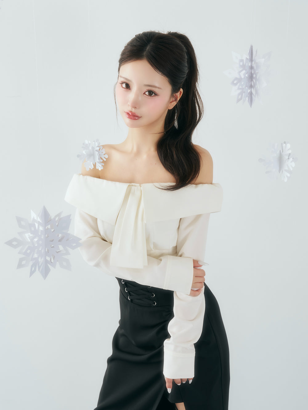 モデル：158cm（着用サイズ：FREE　着用カラー：WHT）