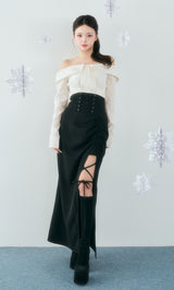 モデル：158cm（着用サイズ：FREE　着用カラー：BLK）