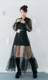 モデル：158cm（着用サイズ：FREE　着用カラー：BLK）