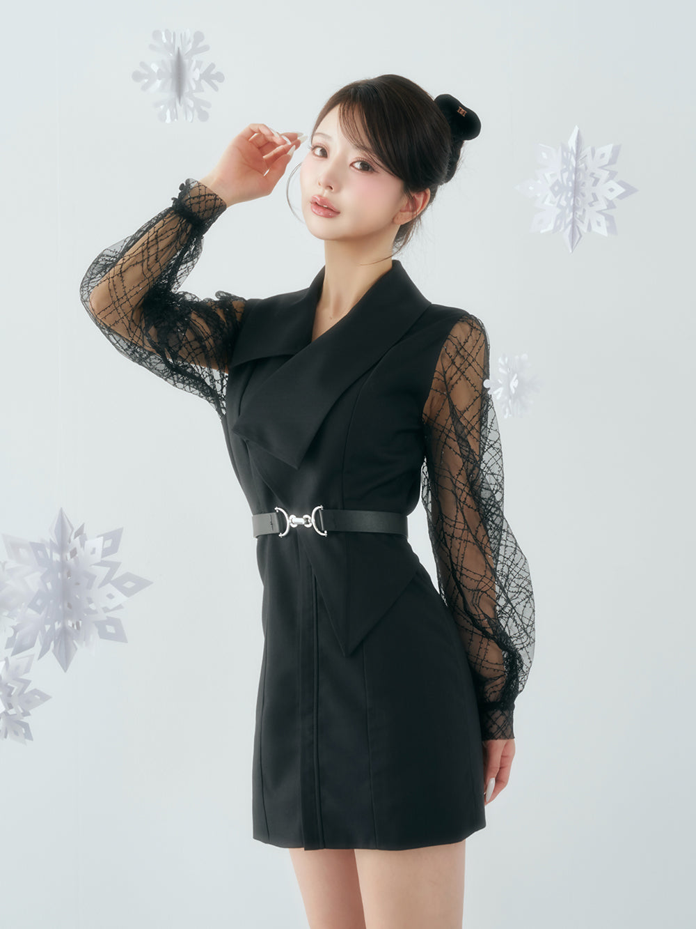 モデル：158cm（着用サイズ：FREE　着用カラー：BLK）