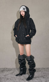 モデル：158cm（着用サイズ：FREE　着用カラー：BLK）