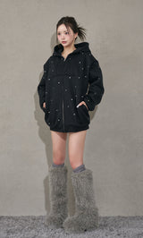 モデル：158cm（着用サイズ：FREE　着用カラー：BLK）