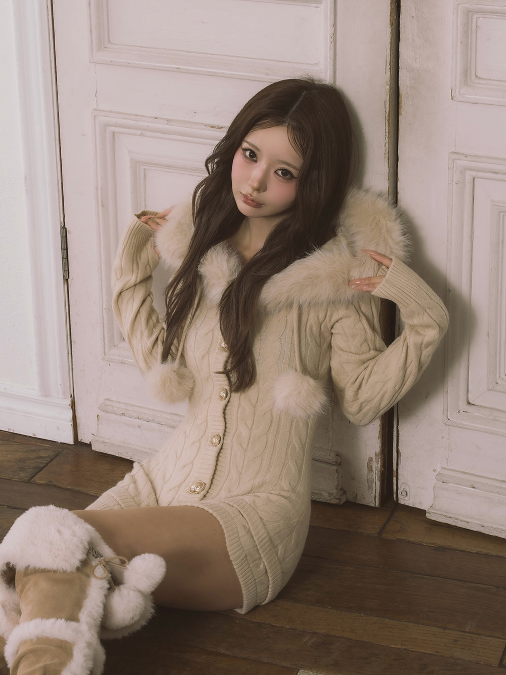 モデル：158cm（着用サイズ：FREE　着用カラー：BEG）