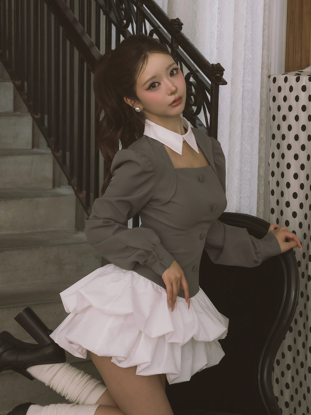 モデル：158cm（着用サイズ：FREE　着用カラー：GRY）