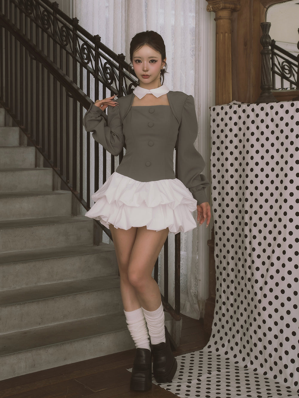モデル：158cm（着用サイズ：FREE　着用カラー：GRY）