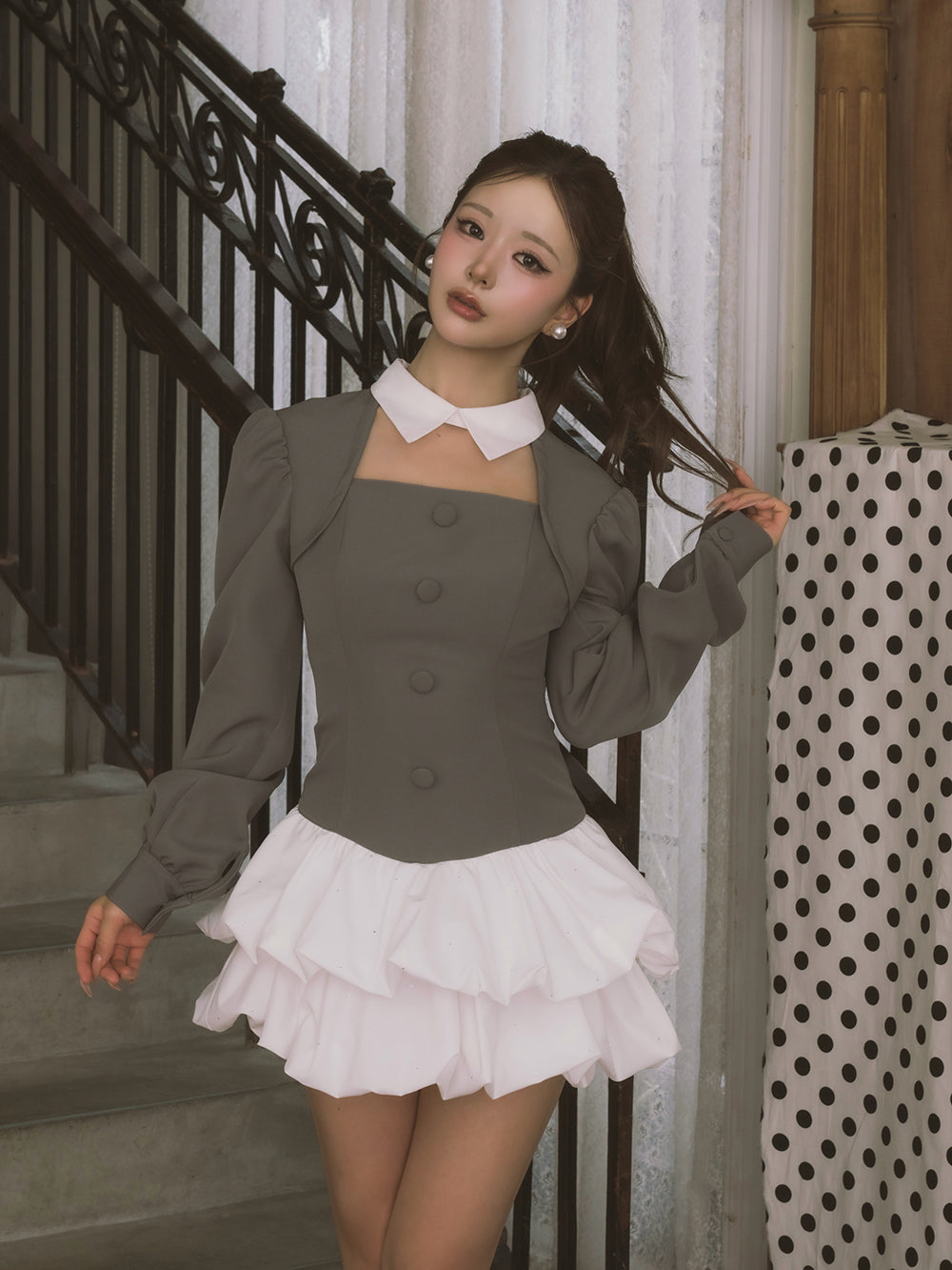 モデル：158cm（着用サイズ：FREE　着用カラー：GRY）